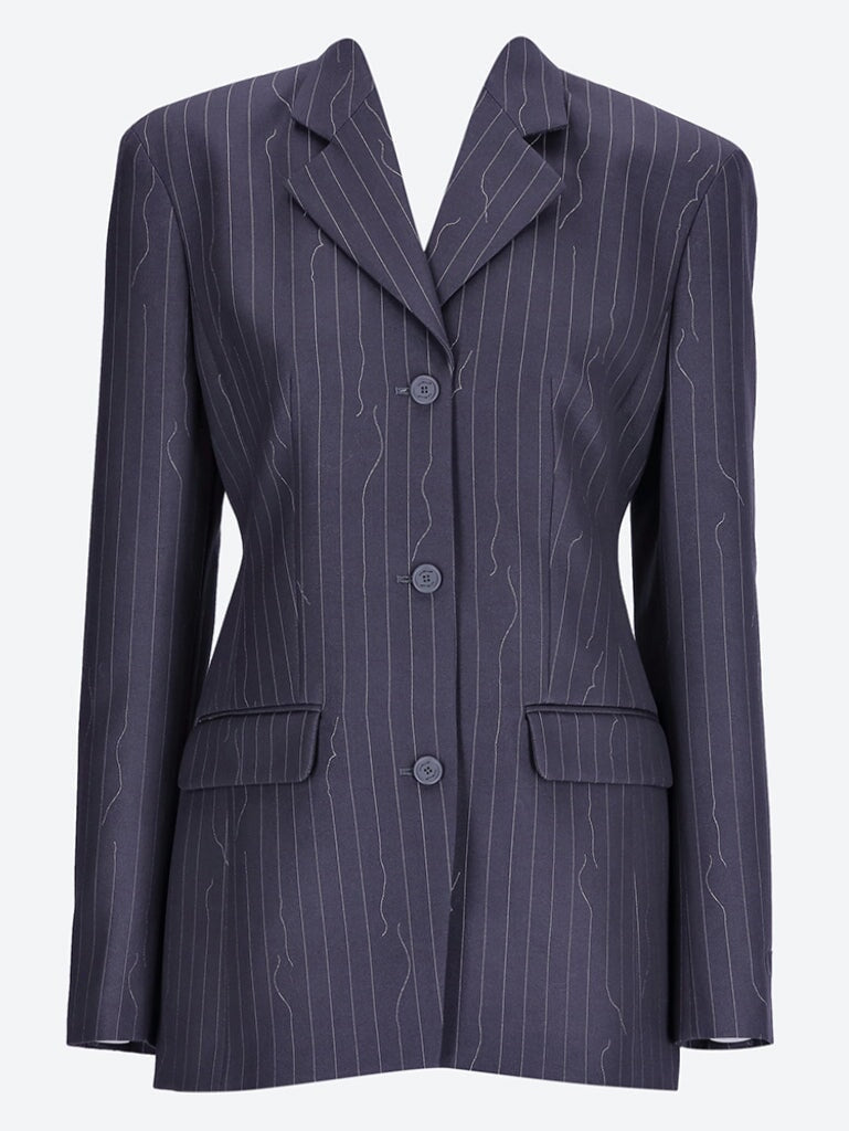Pinstripe fitted 3 button jacket 1