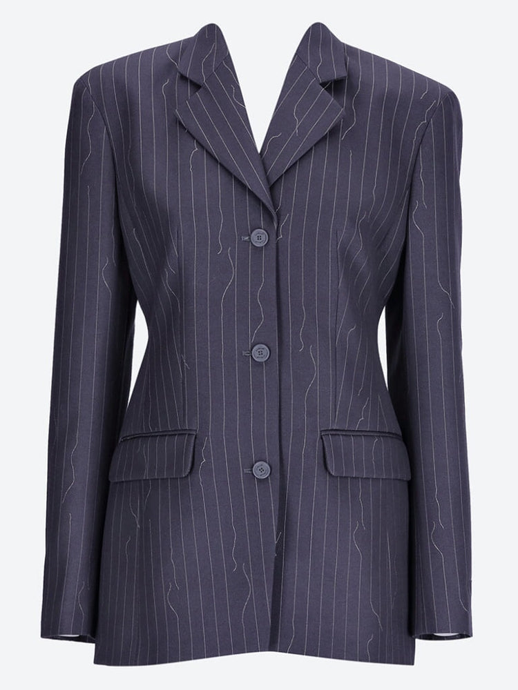 Pinstripe fitted 3 button jacket 1