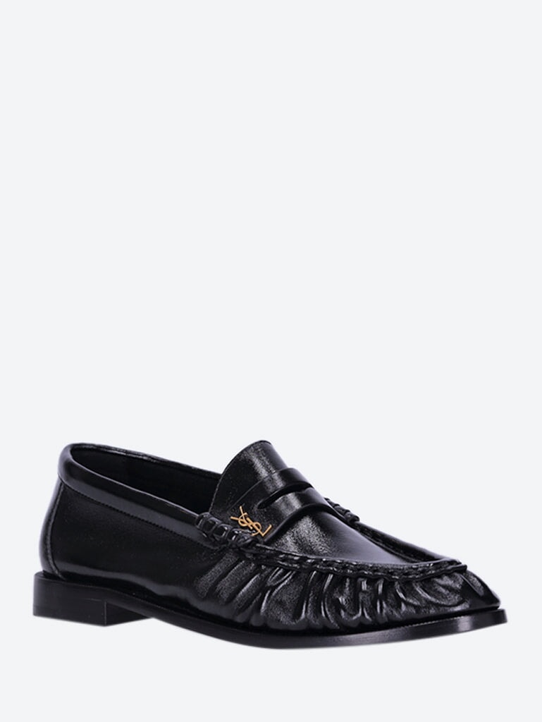 Plain vamp flat leather loafers 2
