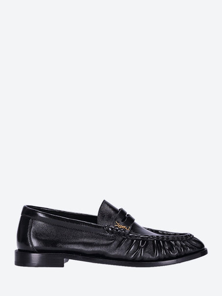 Plain vamp flat leather loafers