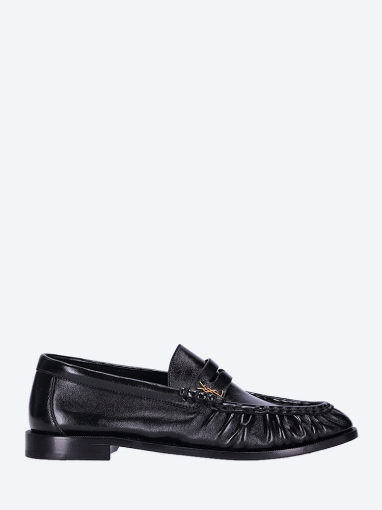 Plain vamp flat leather loafers 1