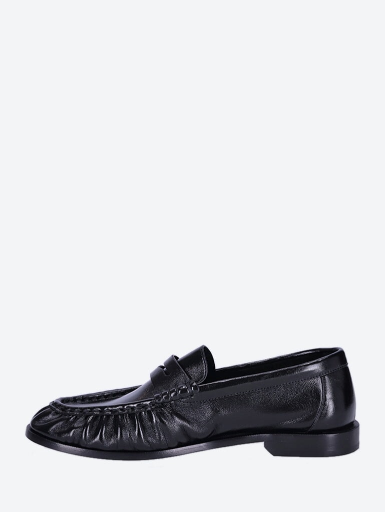 Plain vamp flat leather loafers 4