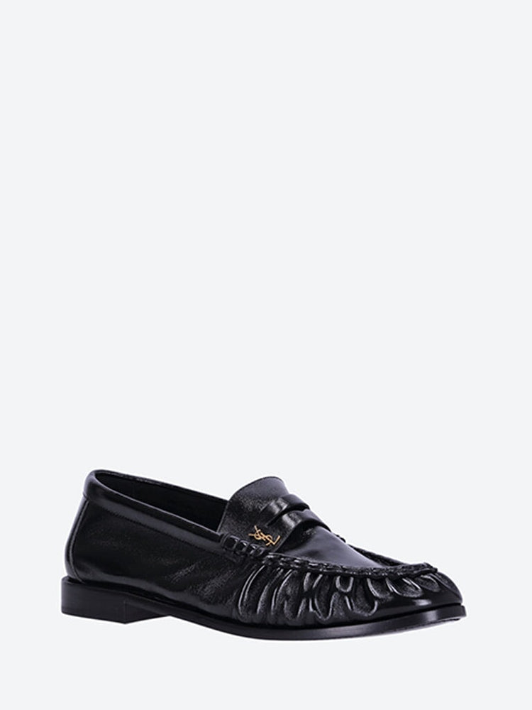 Plain vamp leather sole loafers 2