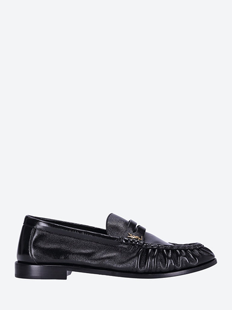 Plain vamp leather sole loafers 1