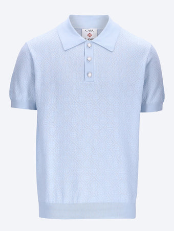Pointelle monogram polo