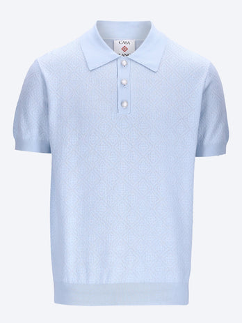 Pointelle monogram polo