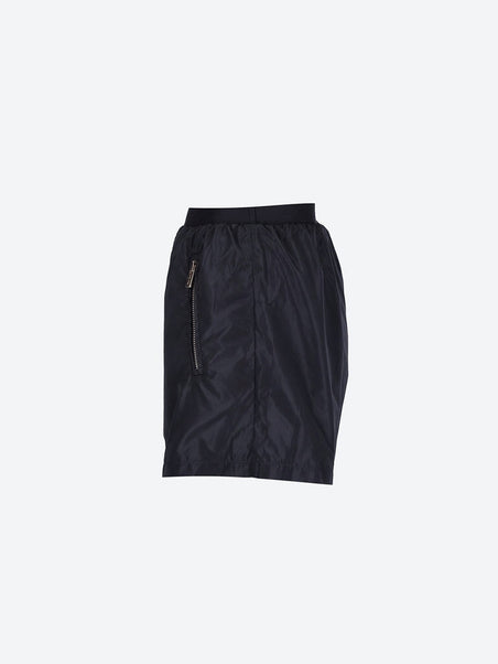 Technical silk shorts with printed logo