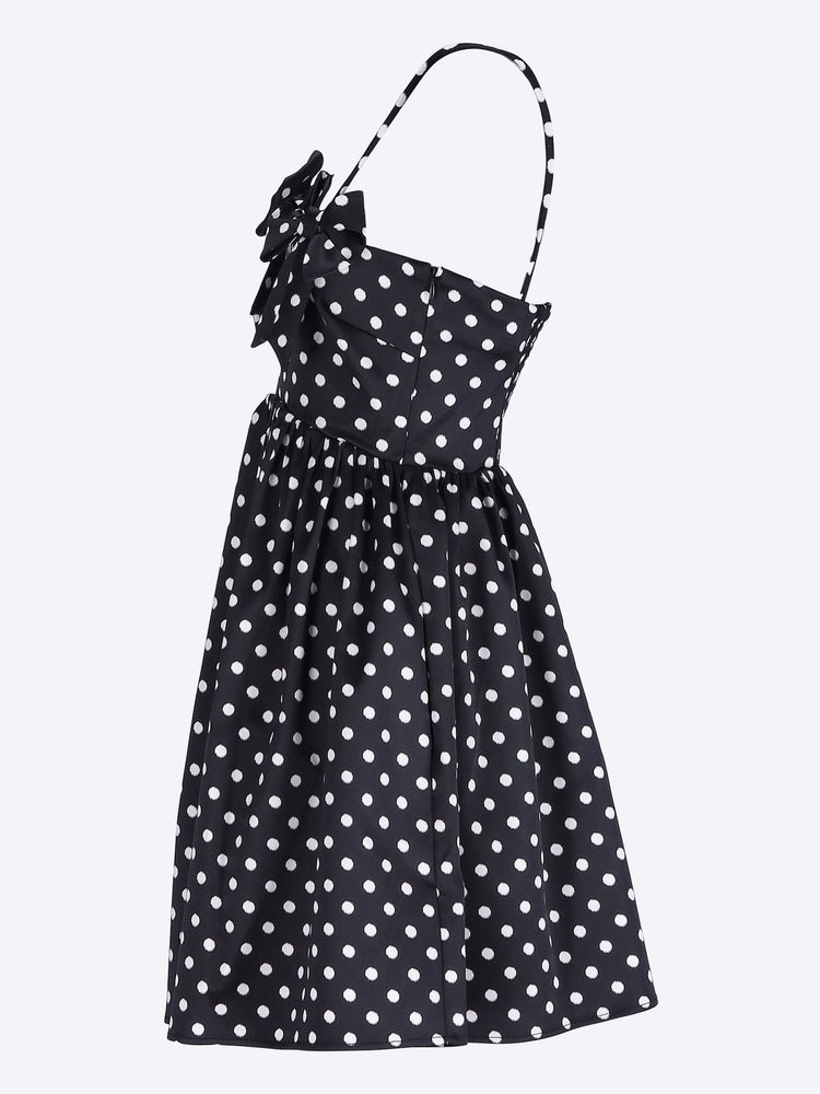 Printed double satin mini strap dress 2