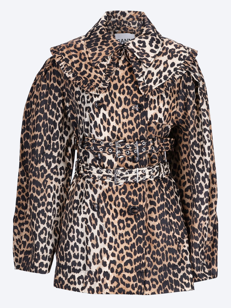 Printed duchesse nylon short trench 1
