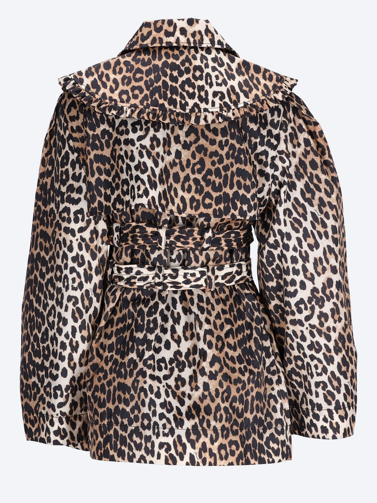 Printed duchesse nylon short trench 3
