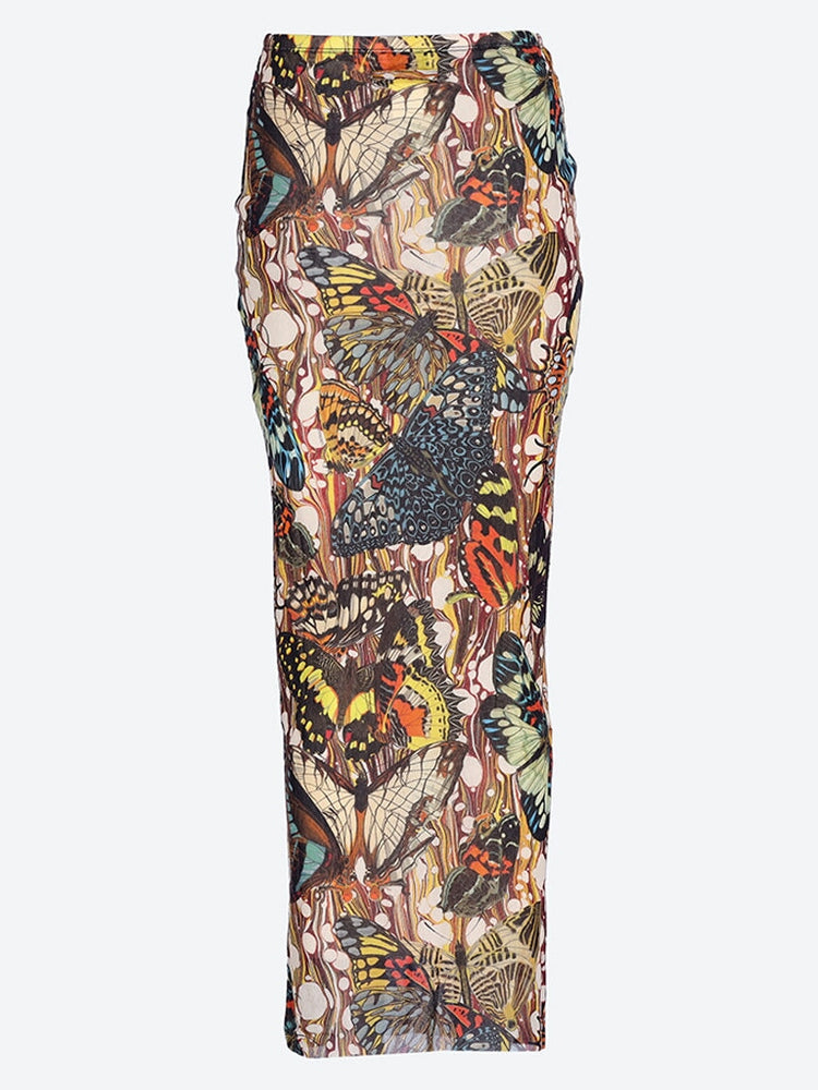 Printed papillon mesh long skirt 3