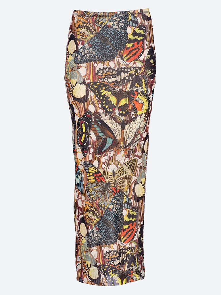 Printed papillon mesh long skirt 1