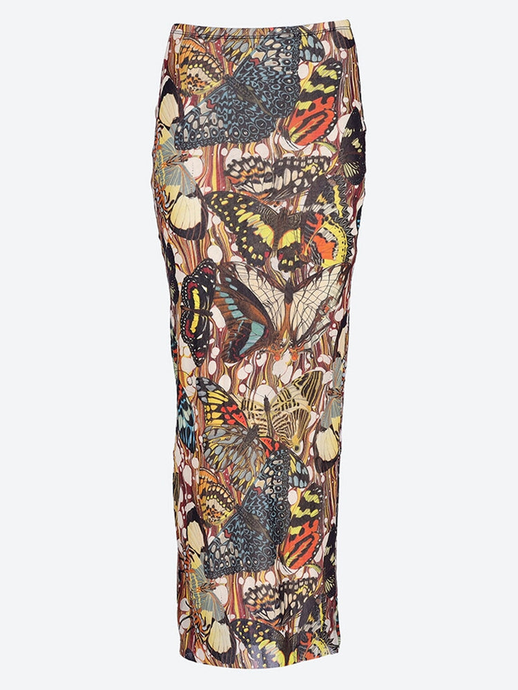 Printed papillon mesh long skirt 1