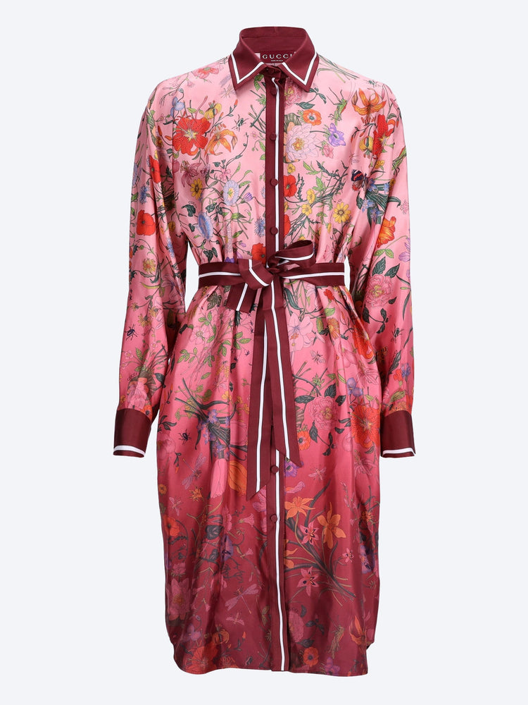 Printed silk twill shirt dress 1