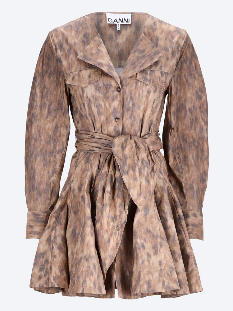 Printed stretch cotton mini shirt dress 1