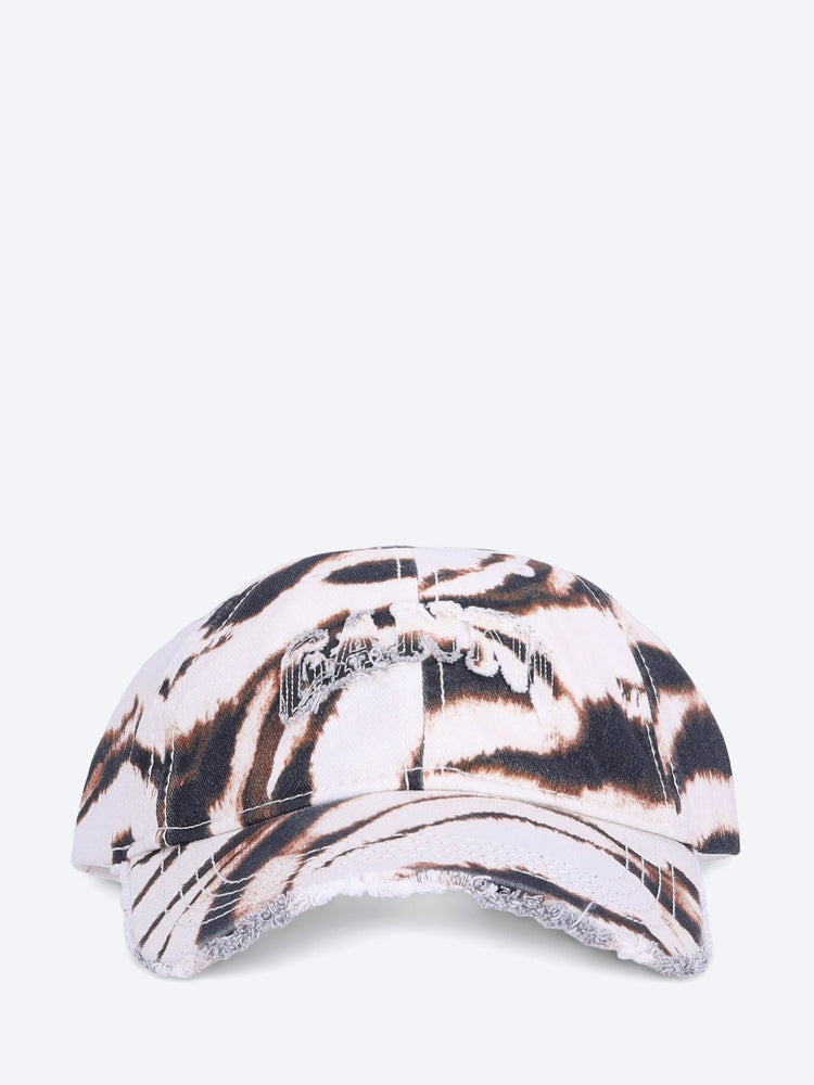 Printed zebra washed cotton canvas cap 1