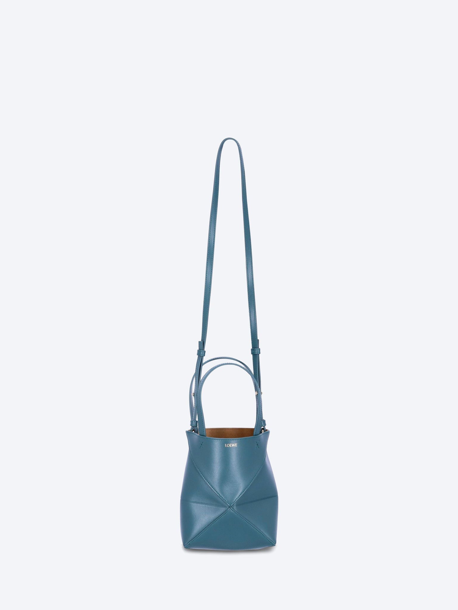 Puzzle fold tote mini in shiny calfskin 2