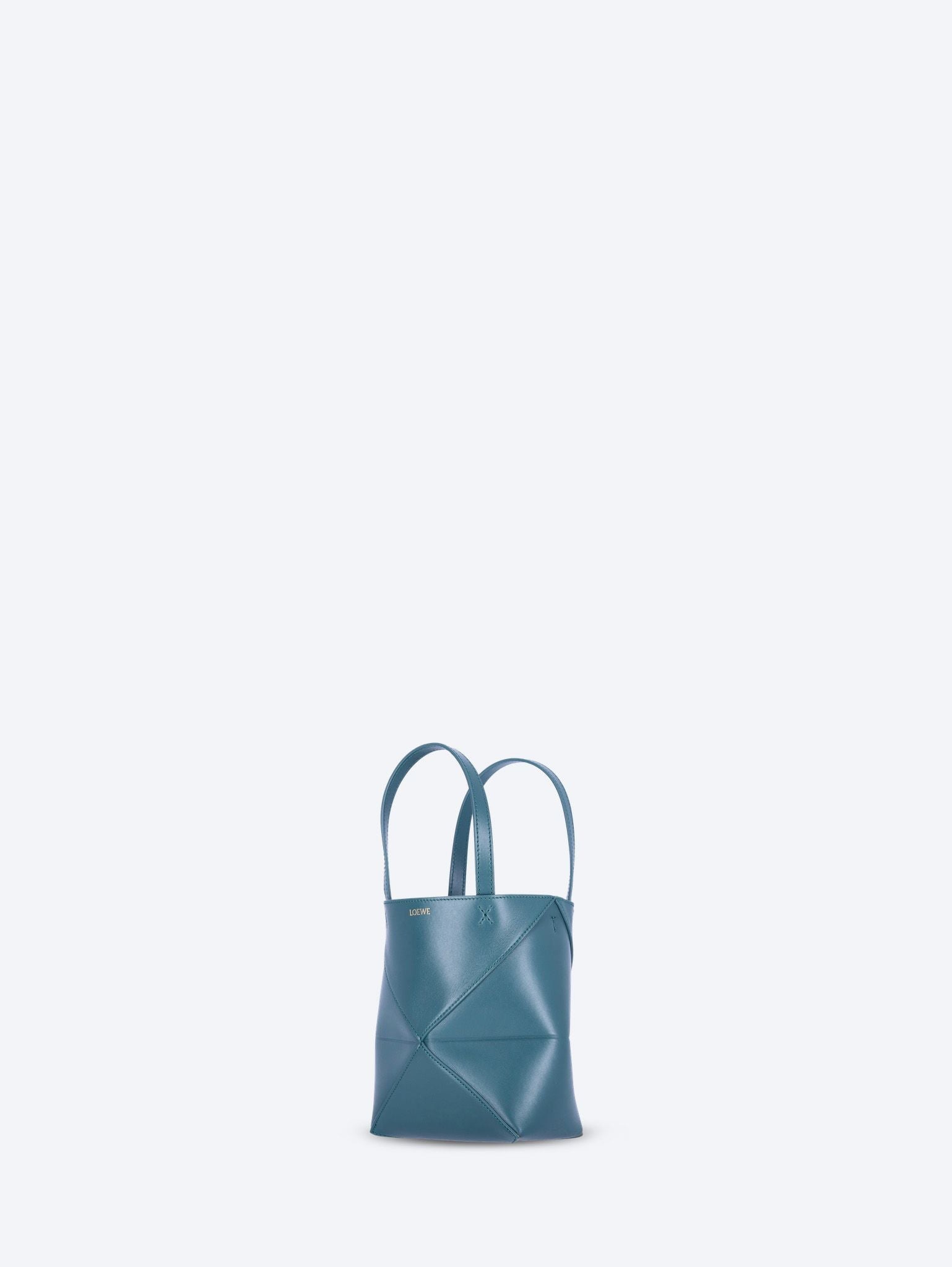 Puzzle fold tote mini in shiny calfskin 3