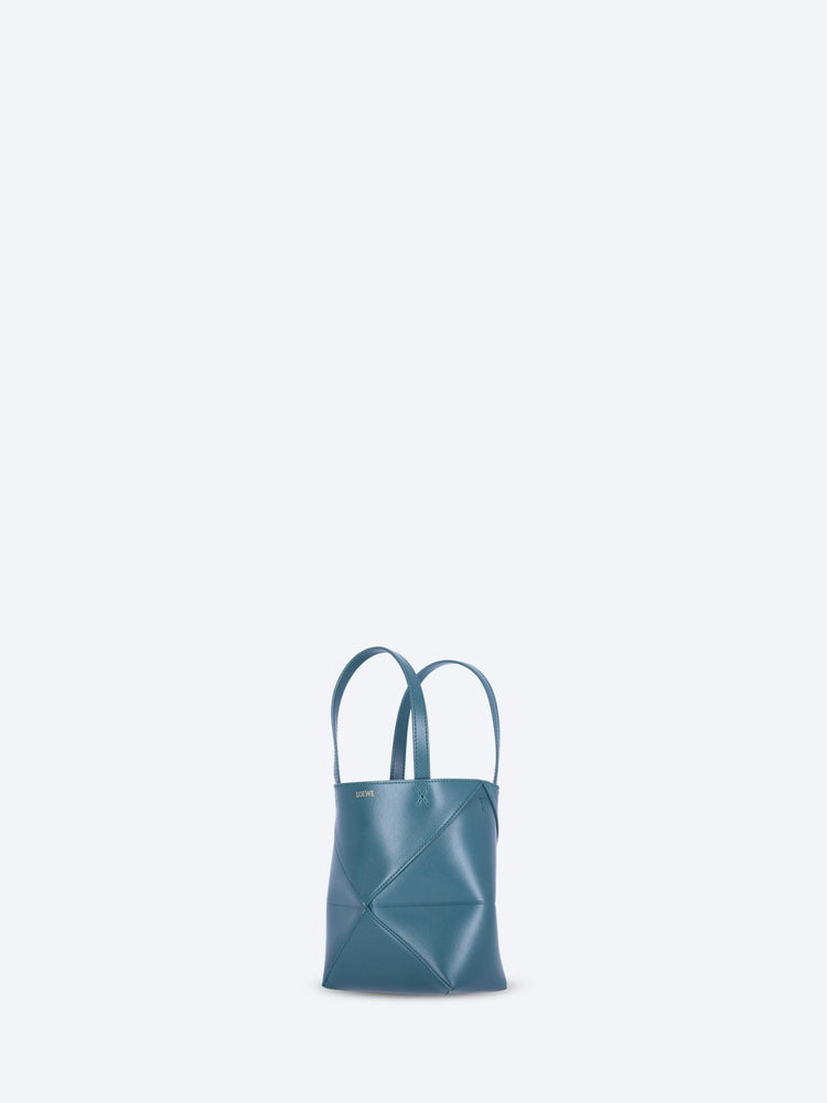 Puzzle fold tote mini in shiny calfskin 3