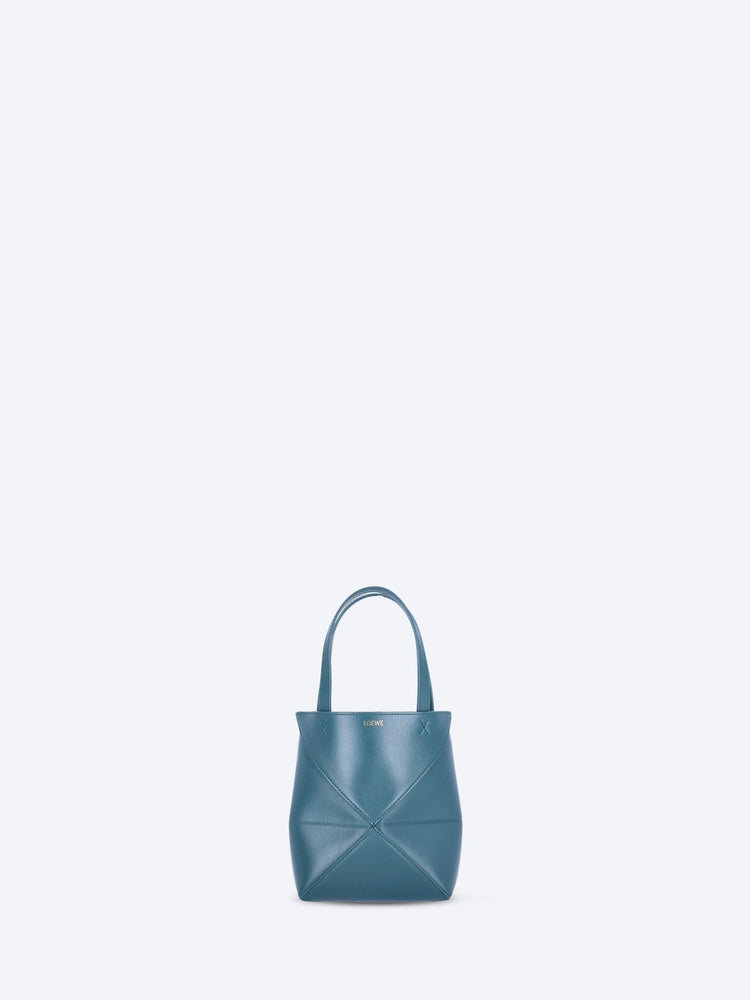 Puzzle fold tote mini in shiny calfskin 1