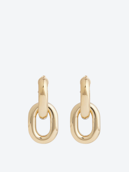 Gold double XL link earrings