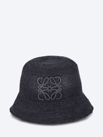 Raffia calfskin anagram bucket hat