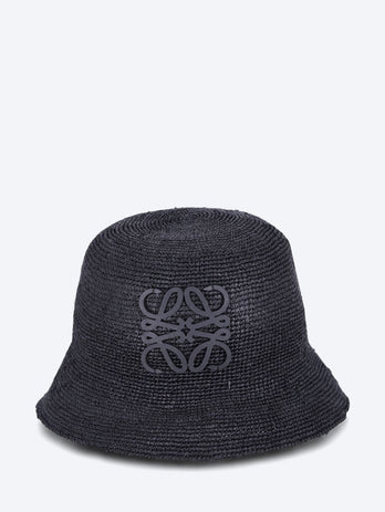 Raffia calfskin anagram bucket hat