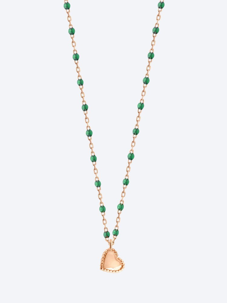 Rdc or rose lucky coeur resine vert emeraude 40 cm 1