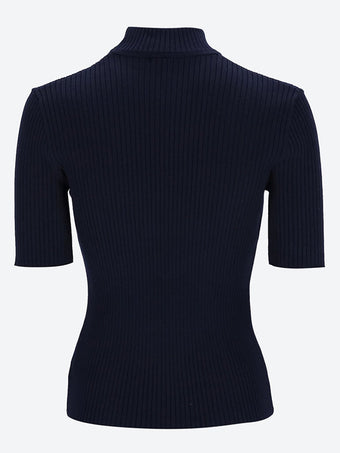 Reedition rib knit short sleeve sweater