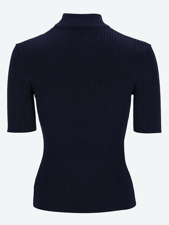 Reedition rib knit short sleeve sweater