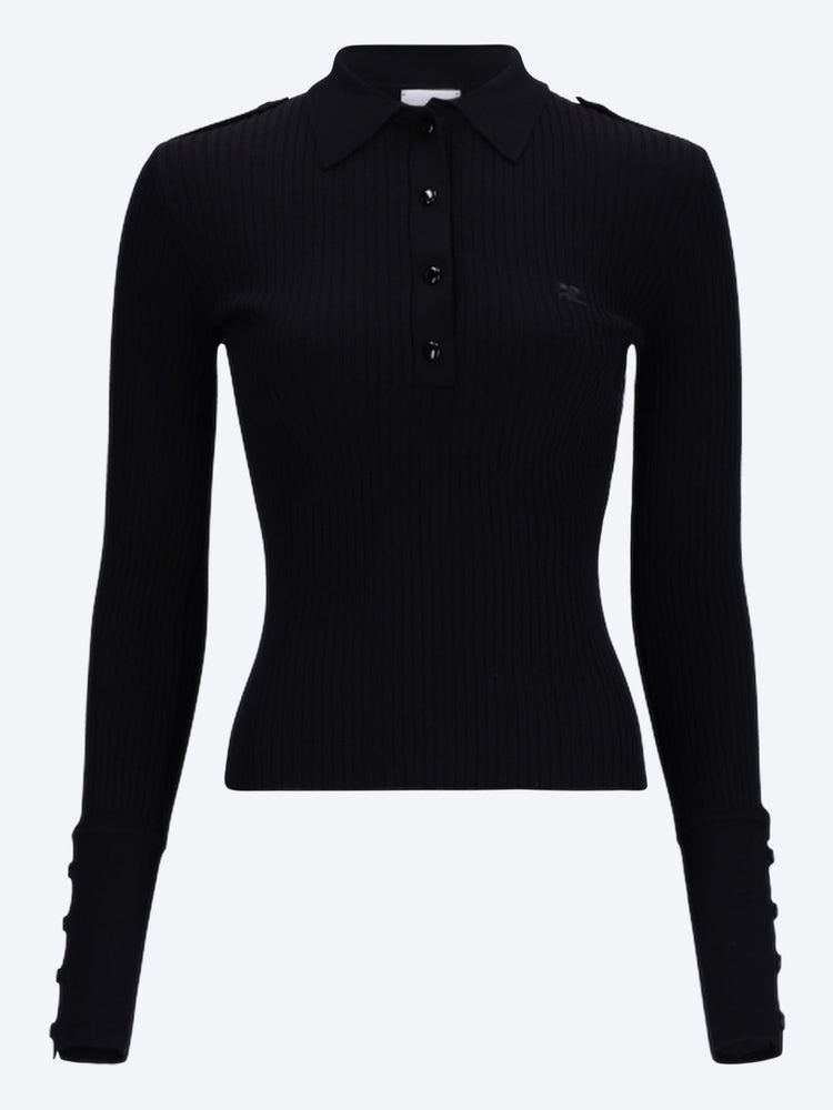 Rib knit long sleeve top 1