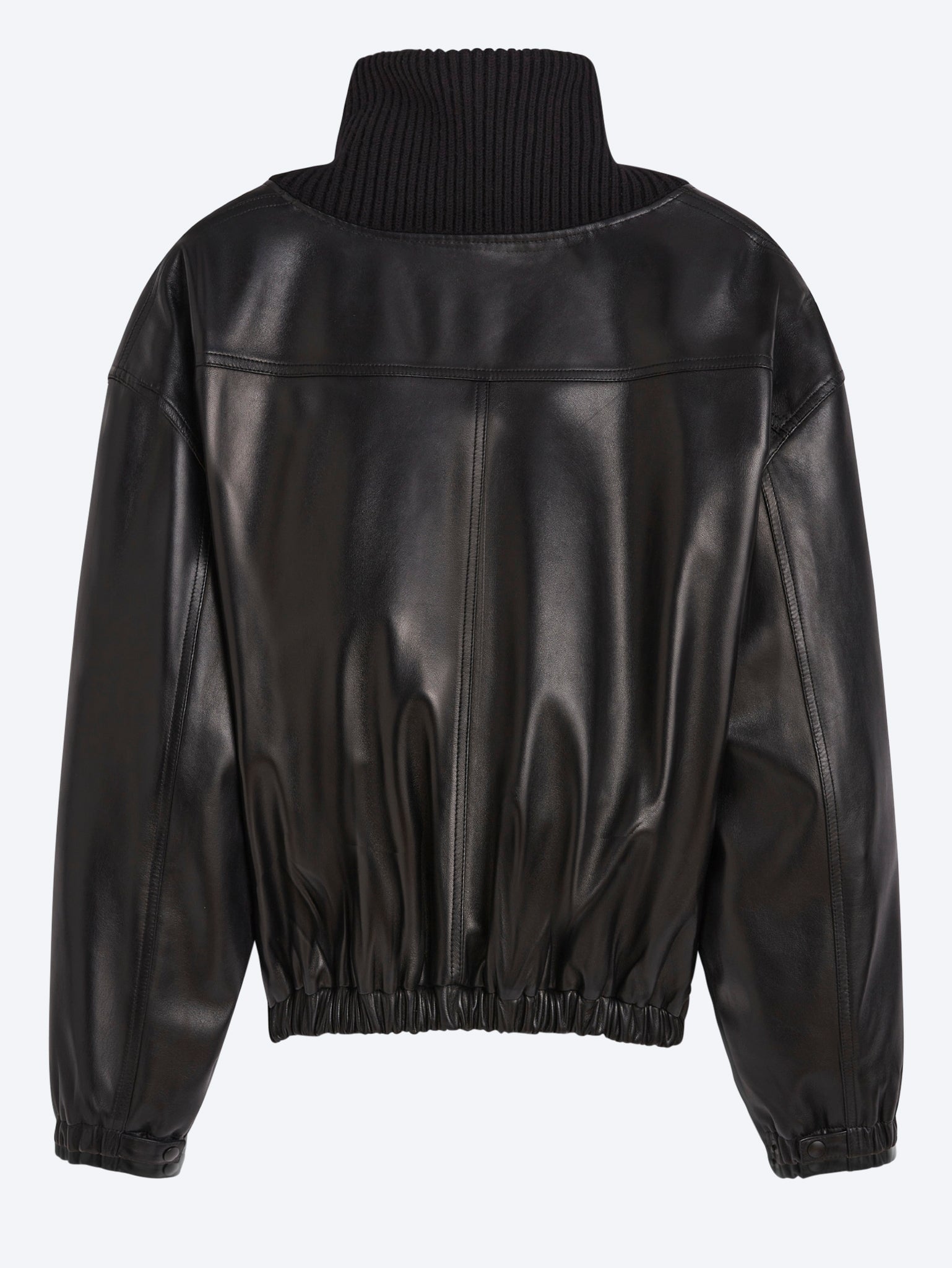 Lederjacke mit geripptem Ausschnitt 2