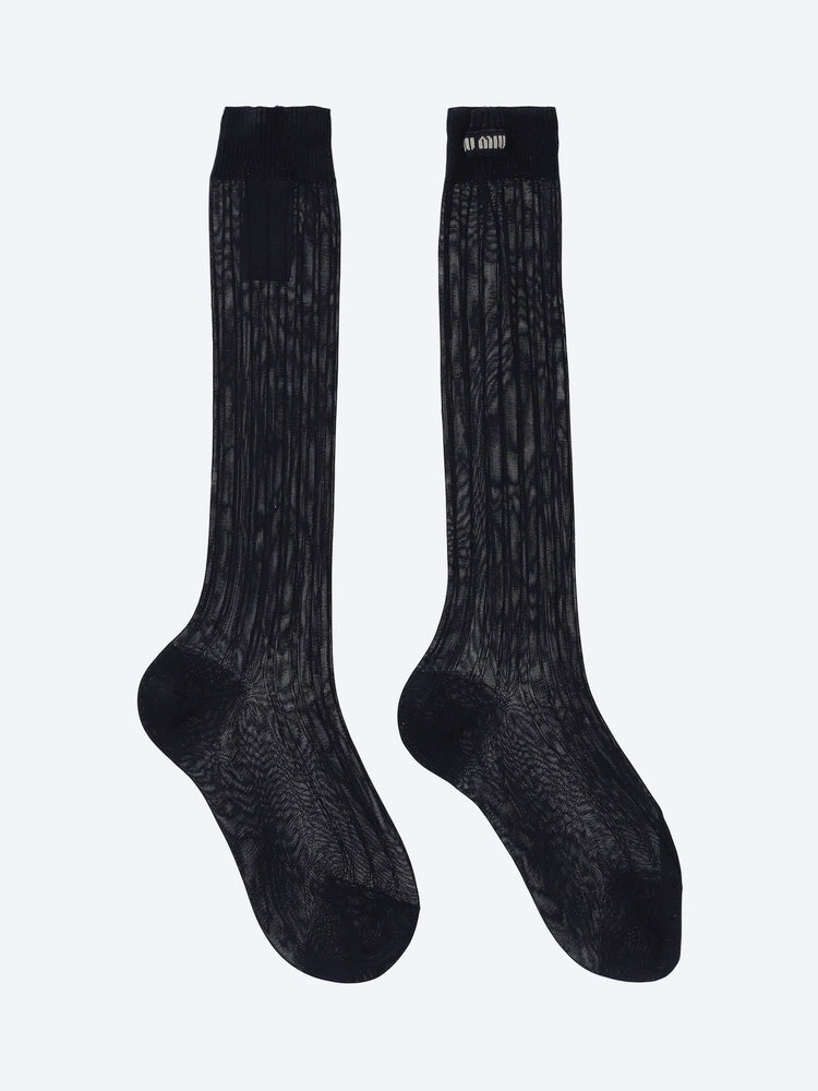 Chaussettes en soie côtelée 2