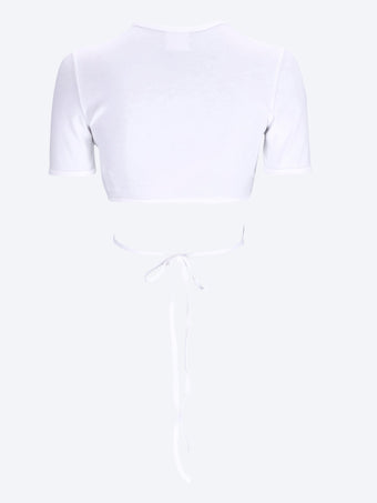 Ribbon cut out contrast t-shirt