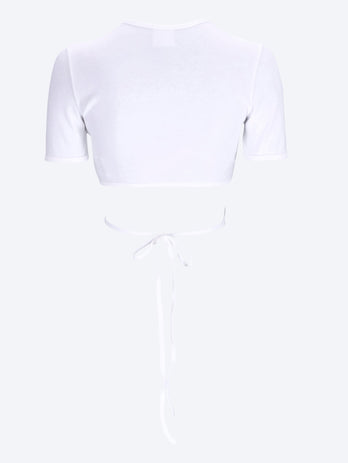 Ribbon cut out contrast t-shirt