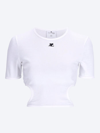 Ribbon cut out contrast t-shirt