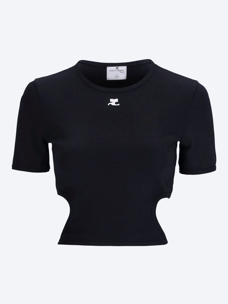 Ribbon cut out contrast t-shirt 1