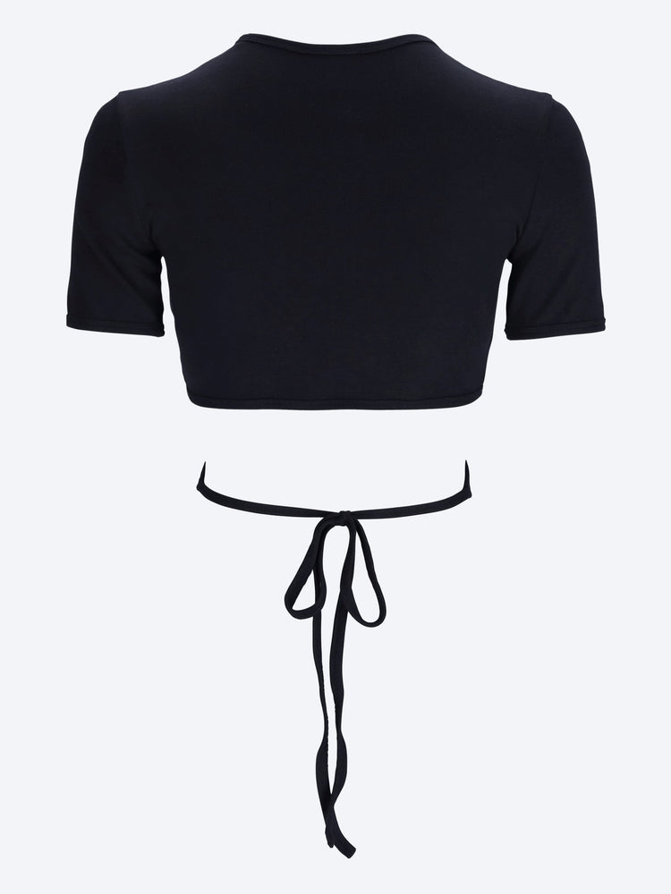 Ribbon cut out contrast t-shirt 2