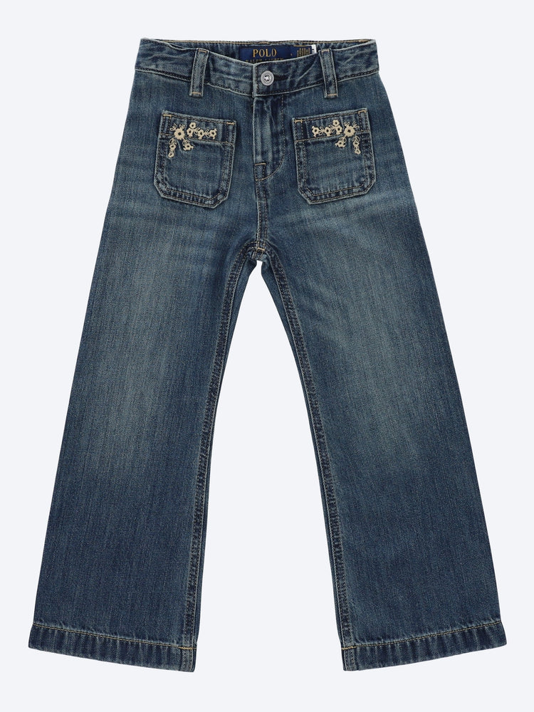 Rigid denim wide jeans 1
