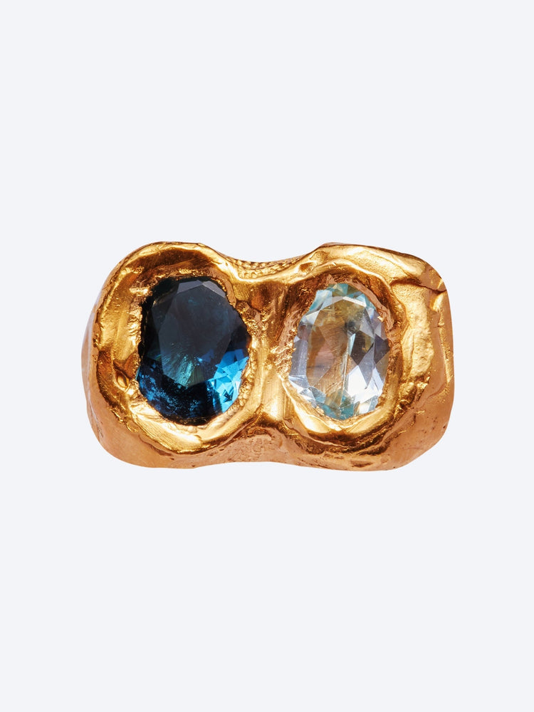 Ring buzo gold blue topaz 1