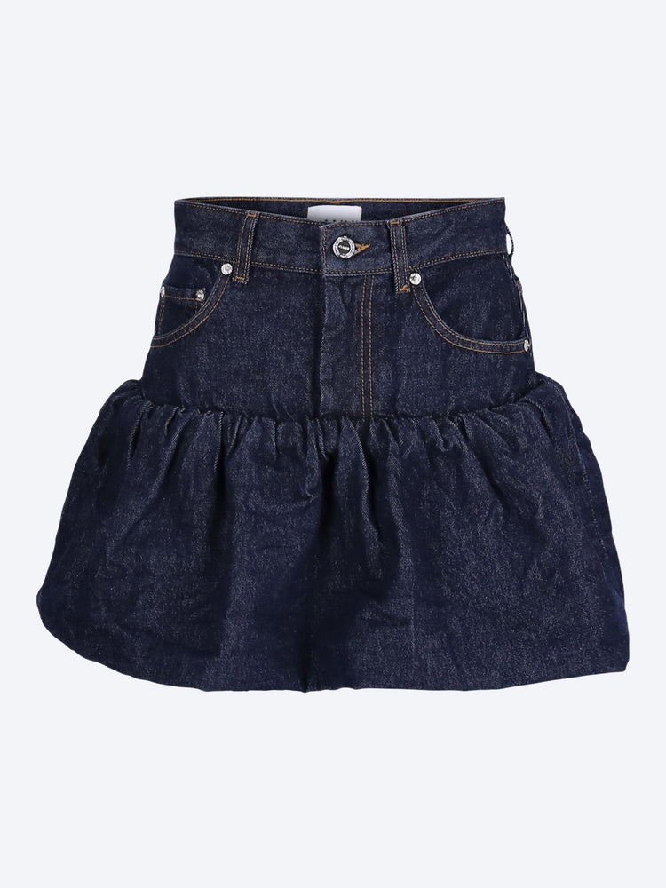 Rinse denim bubble mini skirt 1