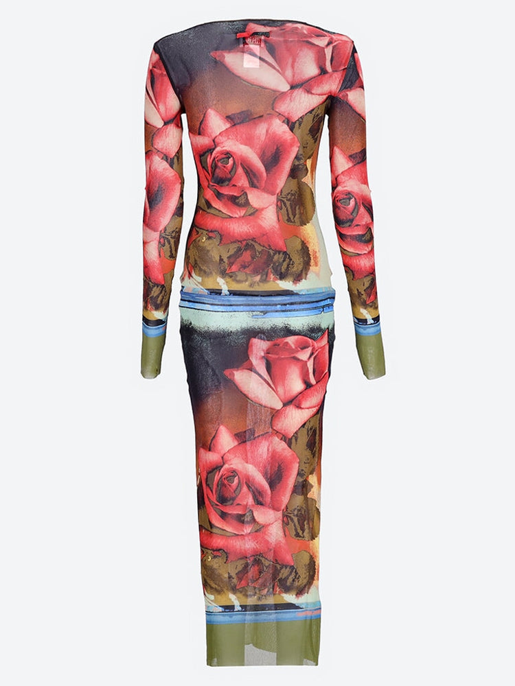 Roses mesh long sleeves dress 3