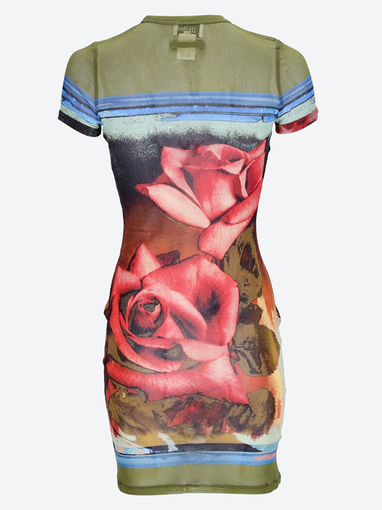 Roses mesh short sleeves dress 3