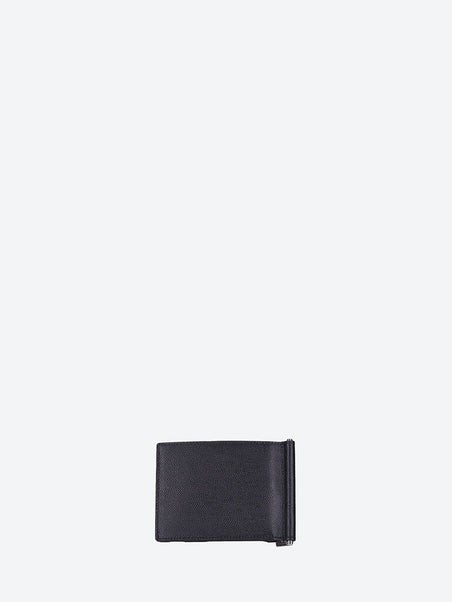 Saint laurent paris grained matt calfskin money clip wallet