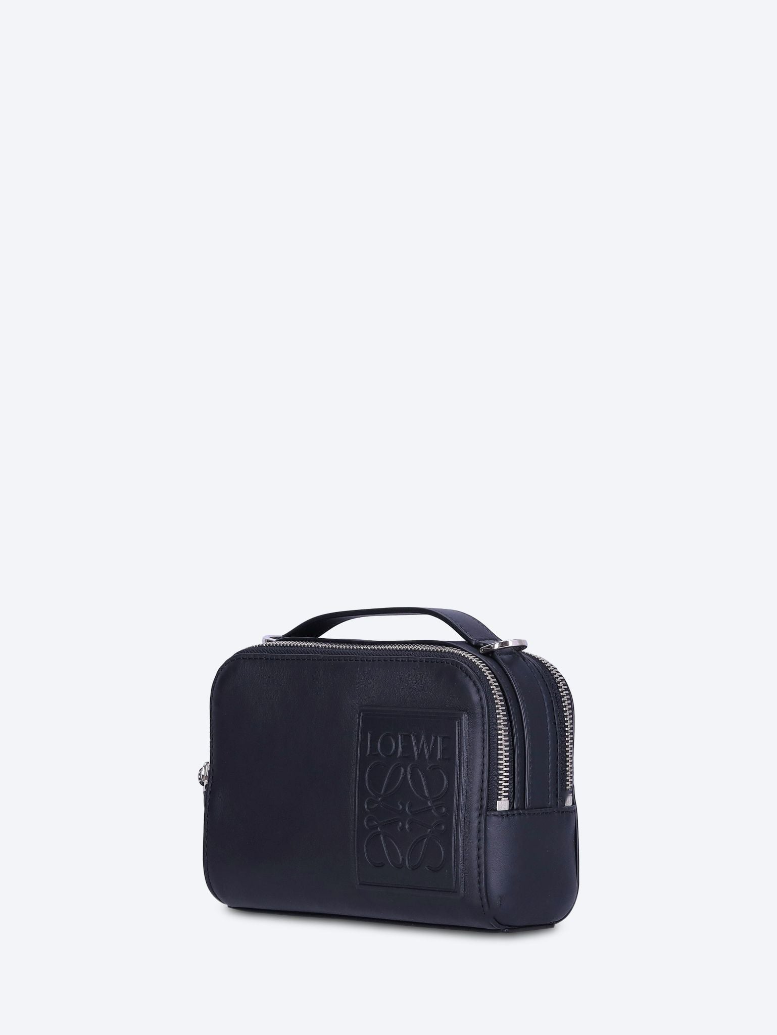 Satin leather loewe patch camera bag mini 2