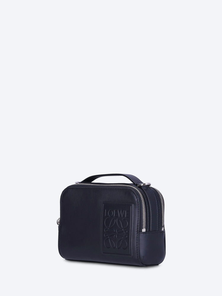 Satin leather loewe patch camera bag mini 2
