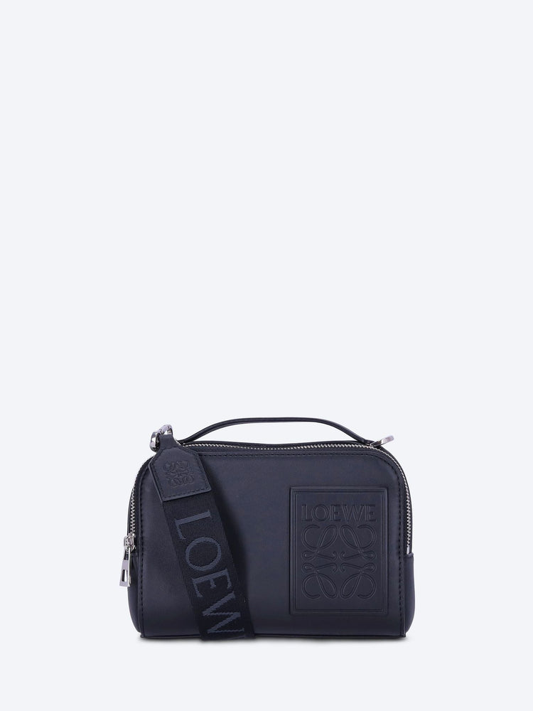 Satin leather loewe patch camera bag mini 1