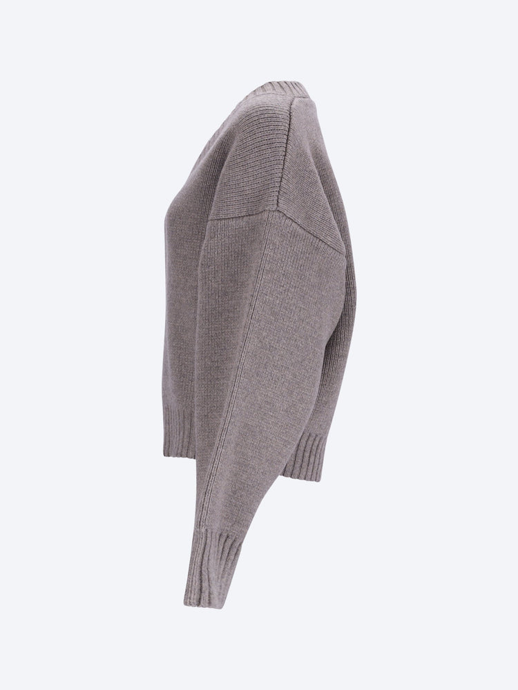 Sculptural compact v-neck sweater 2