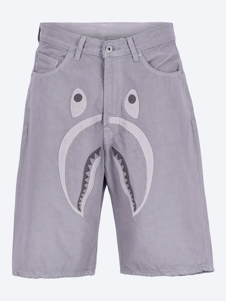 Shark garment dye relaxed fit denim shorts 1