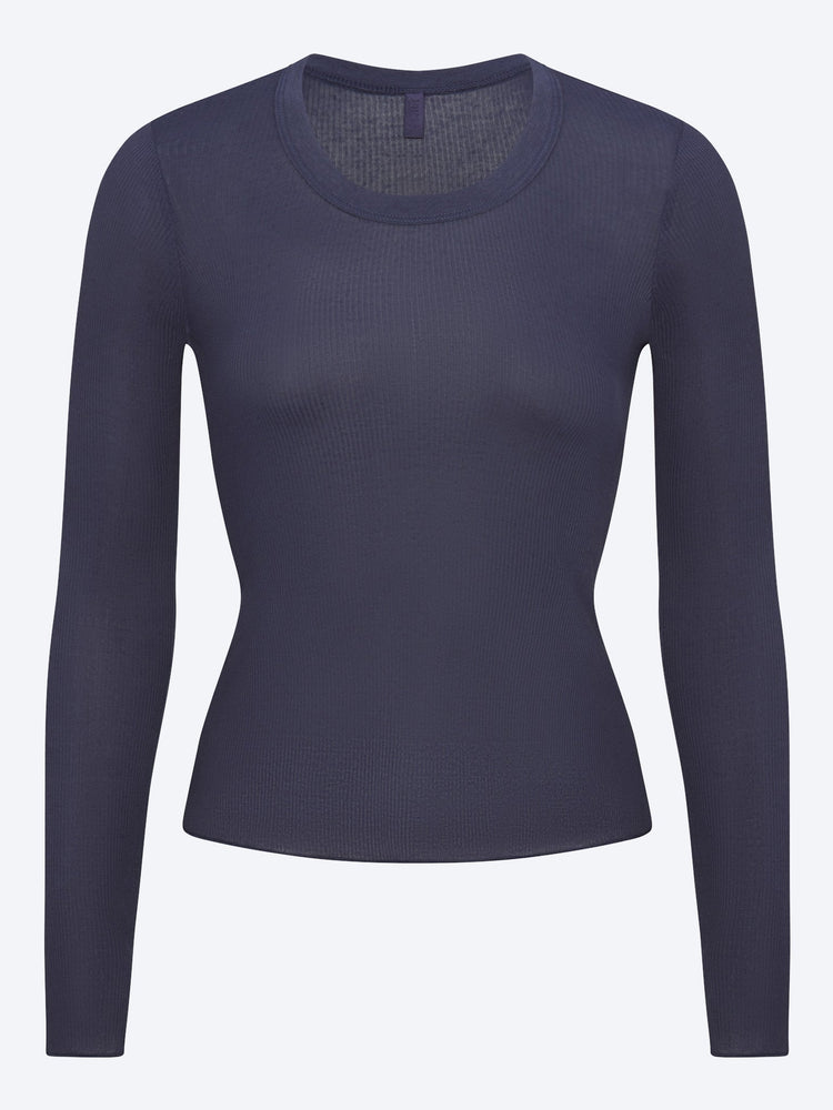 Sheer cotton long sleeve wide crew 1